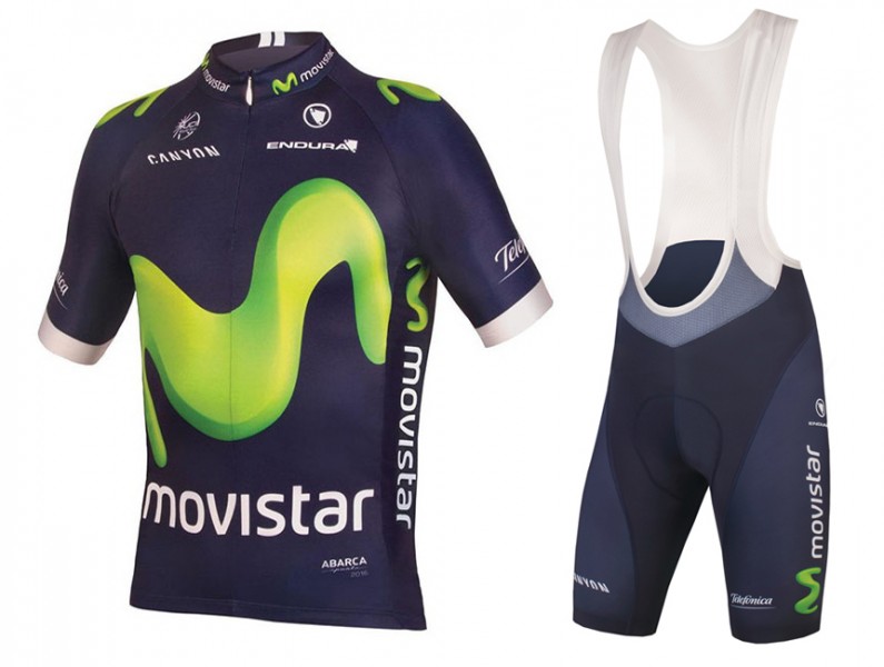 2016 Maillot Movistar Tirantes Mangas Cortas verde Y Azul